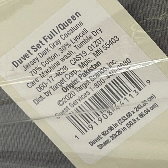 Casaluna Bedding Casaluna Jersey Duvet Cover Sham Set Dark Grey